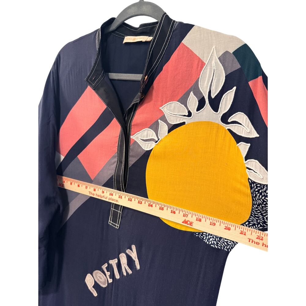 Tory Burch 6 Scarf Print Embroidered Shirt Dress $598 Rope Belt Long Sleeve Midi - Picture 8 of 13